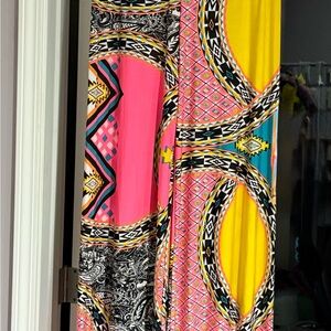 Vibrant Multicolor Patterned Pants Wide Leg